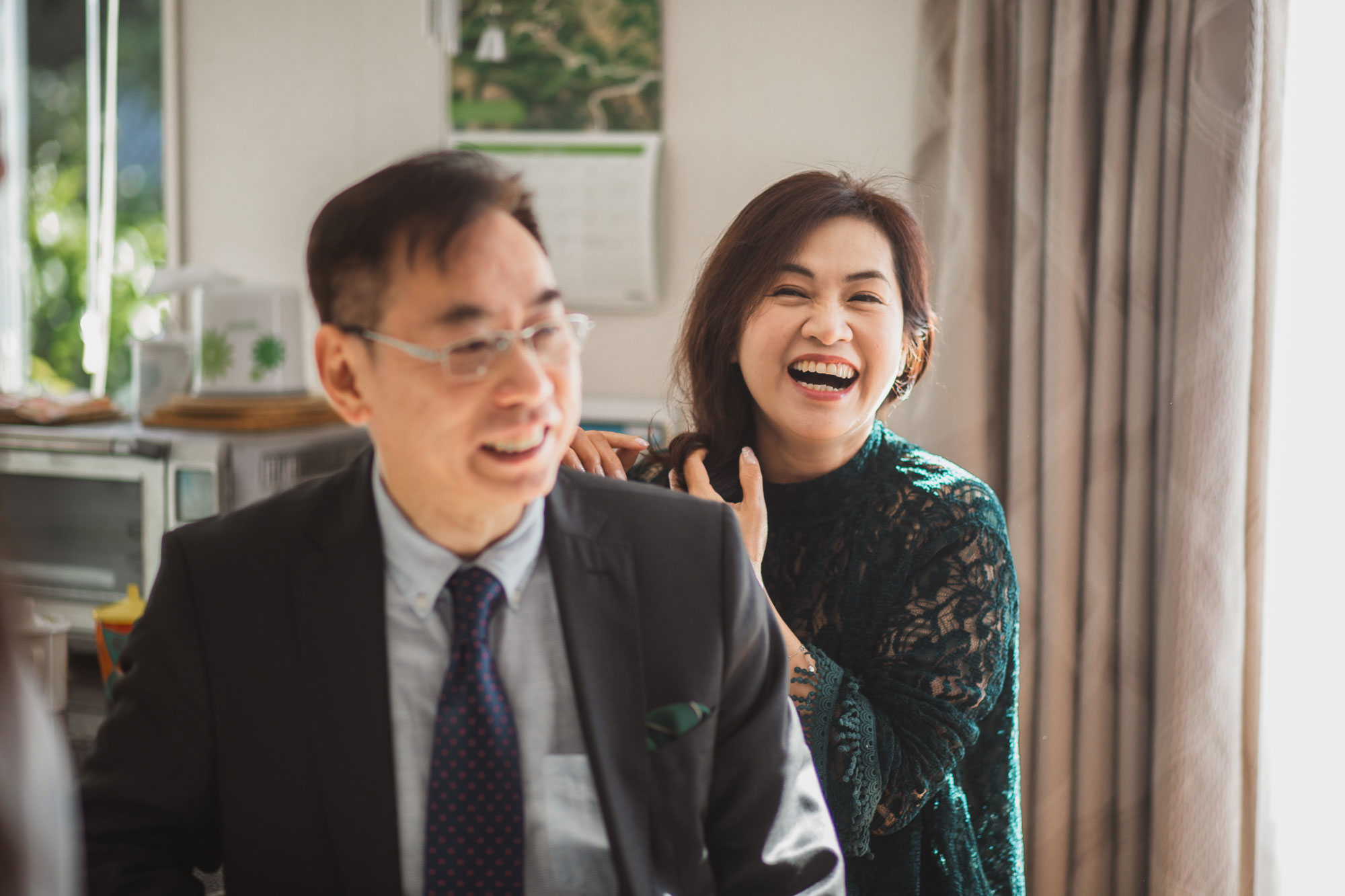 relatives of the bride laughing