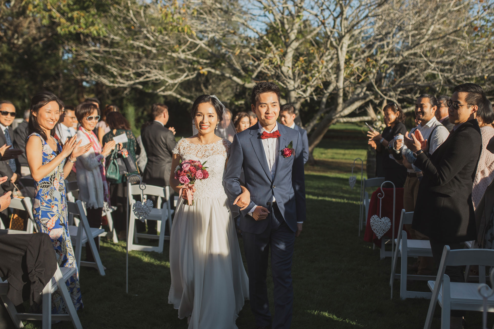 auckland wedding bride and groom recessional