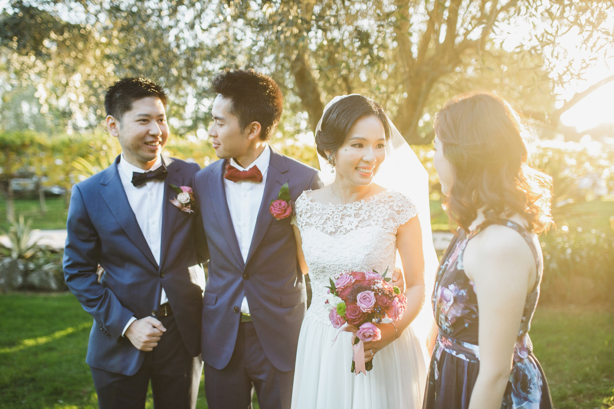 wedding party having fun at markovina vineyard estate