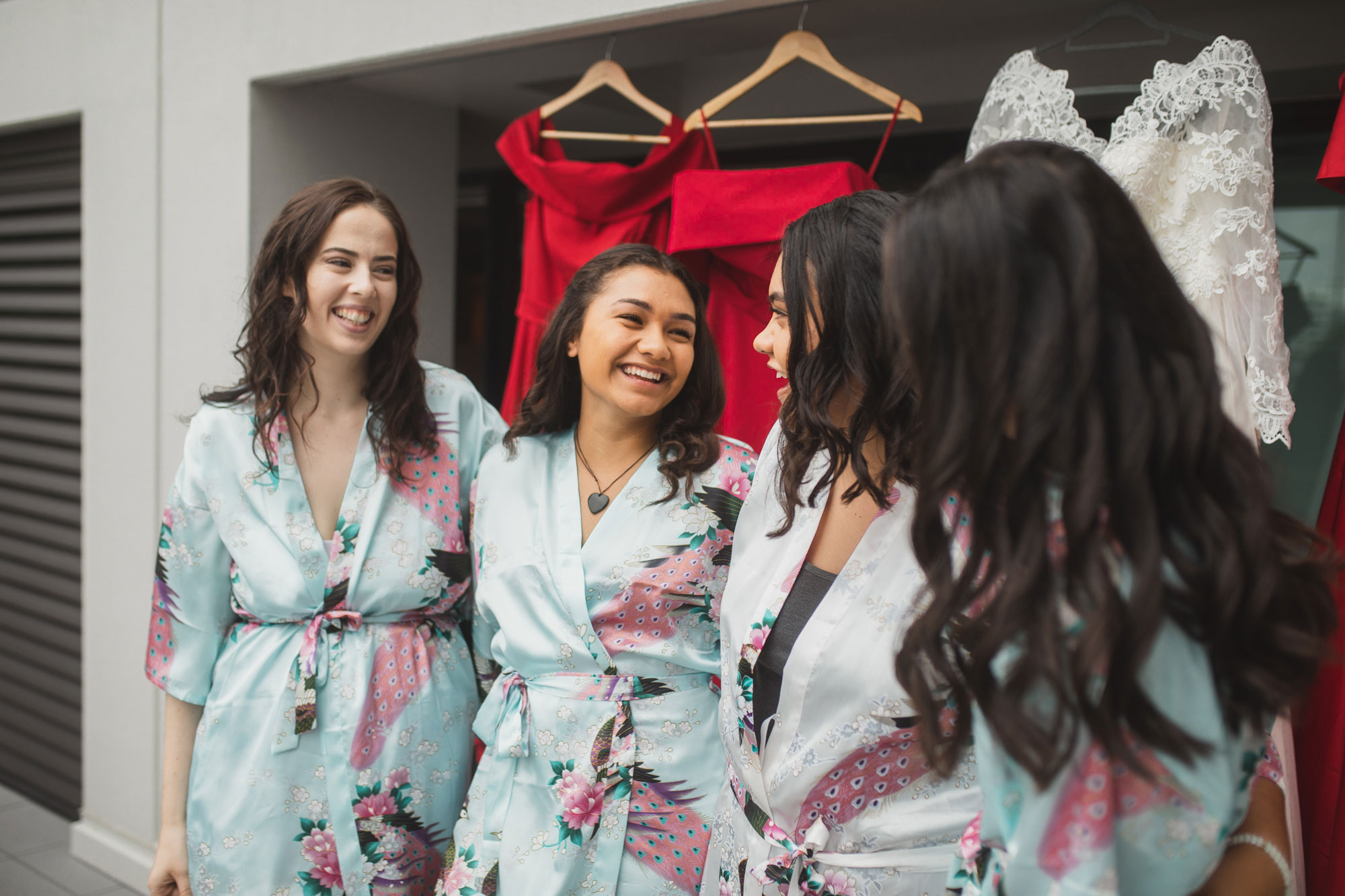 auckland wedding bridal party smiling