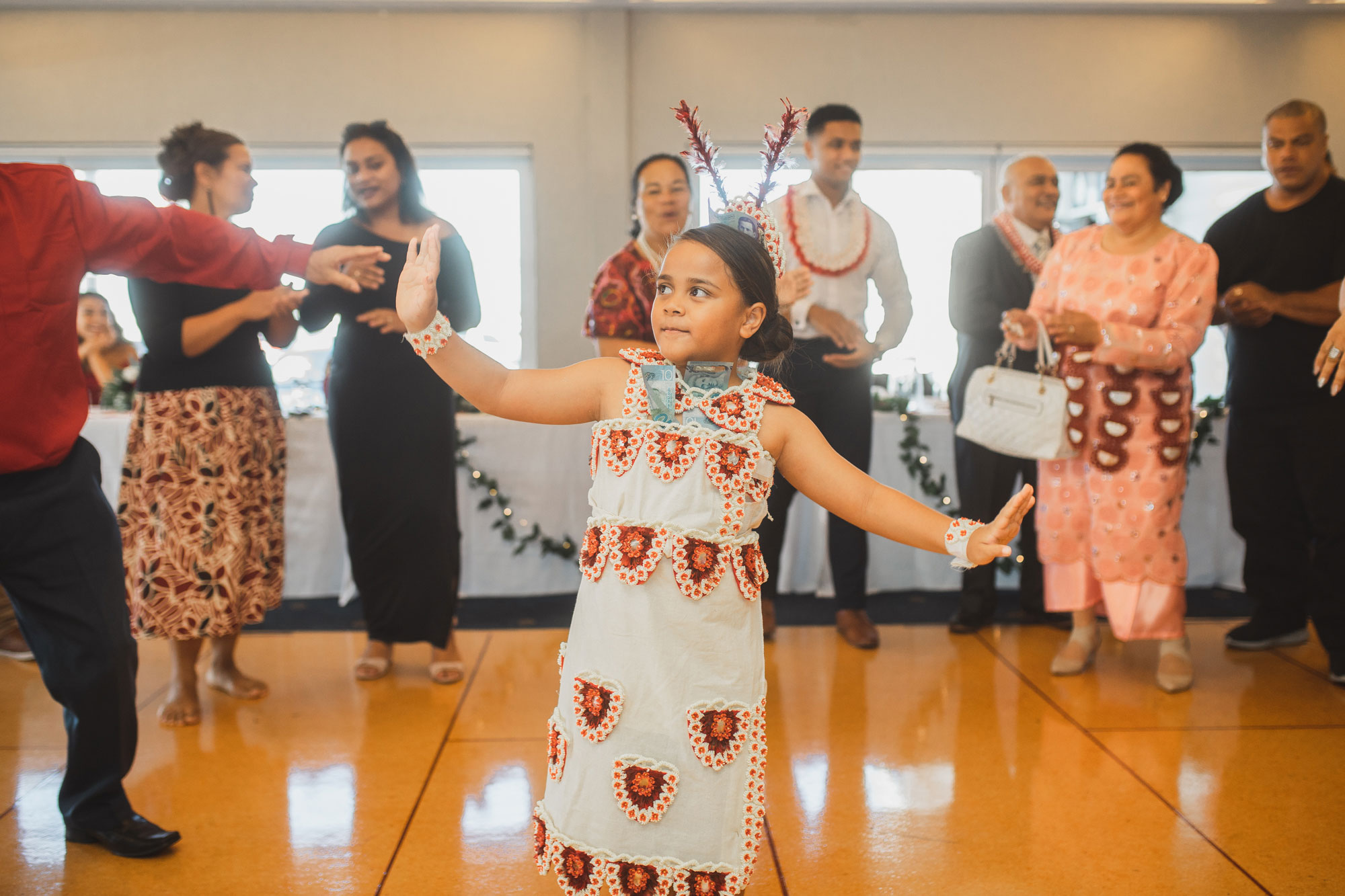 little girl dancing at auckland wedding