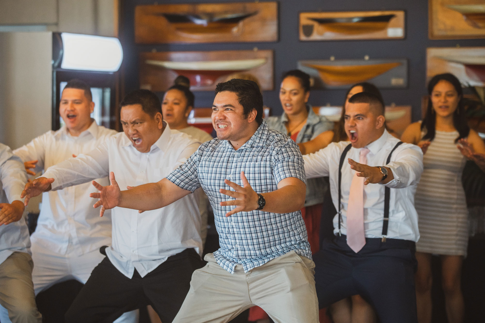 haka performance at an auckland wedding in royal yacht squadron