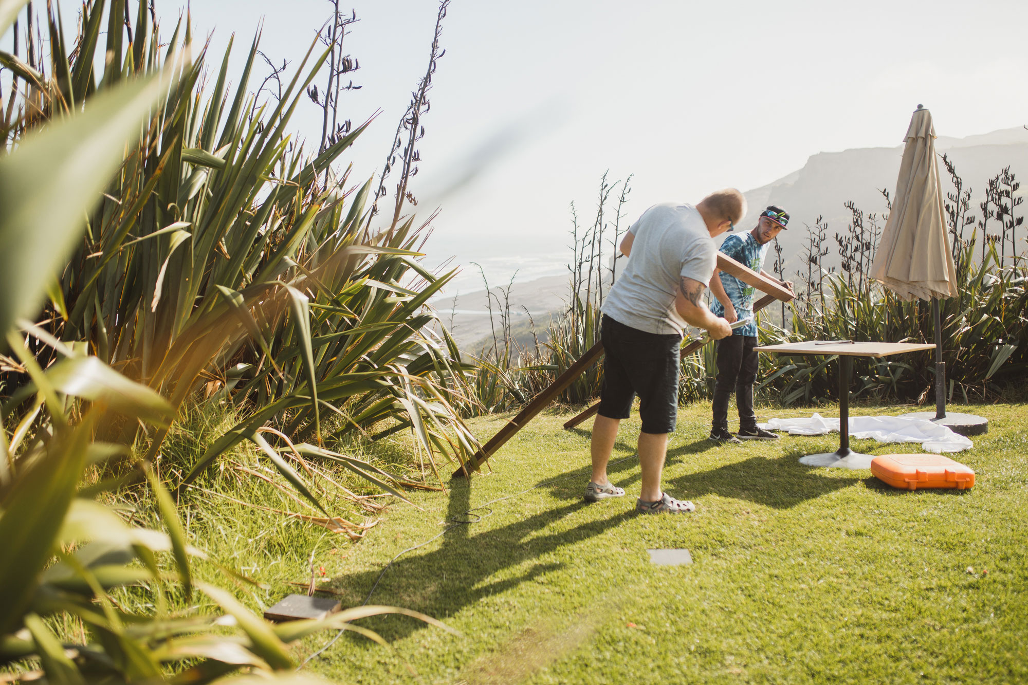 setting up castaways wedding venue