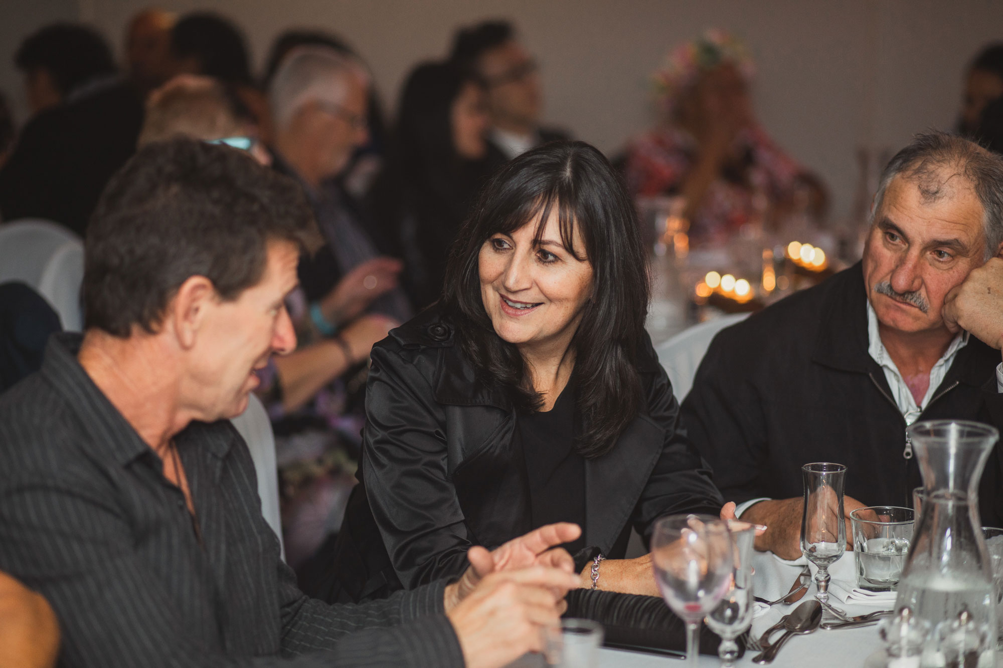 wedding guests chatting