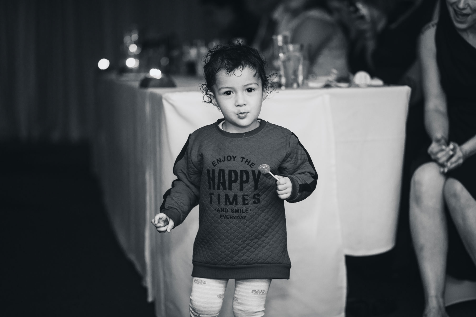 child at the wedding reception
