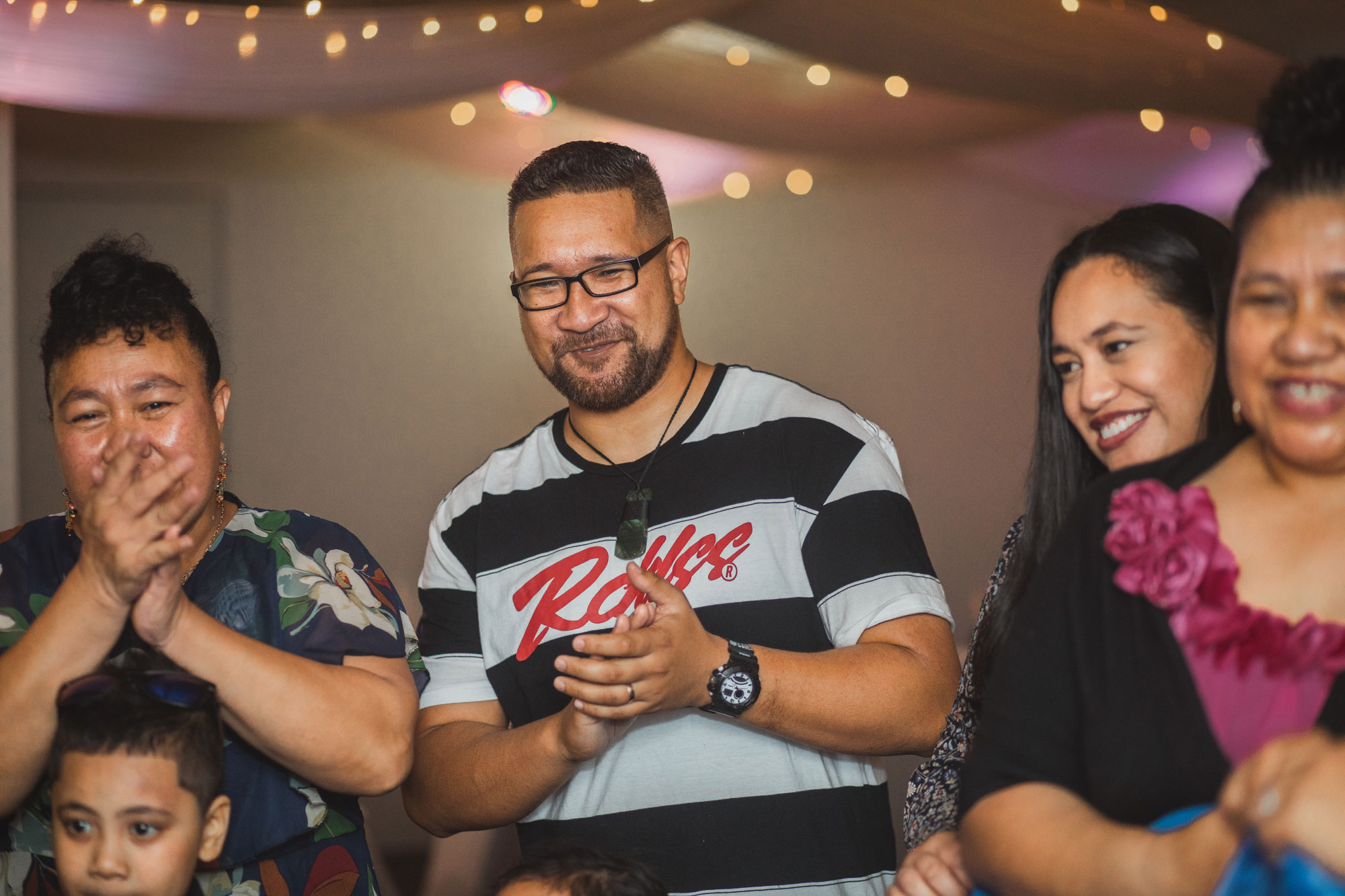 wedding guests cheering