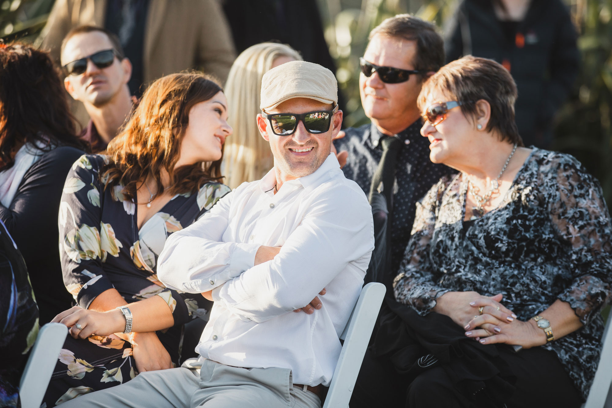 wedding guests smiling