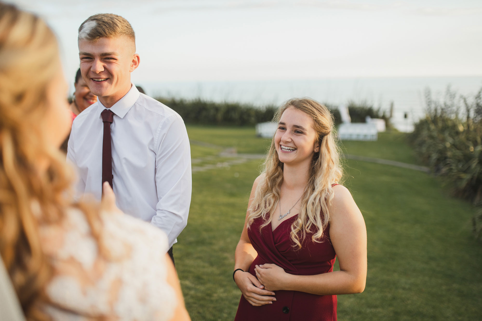 guests smiling at the wedding