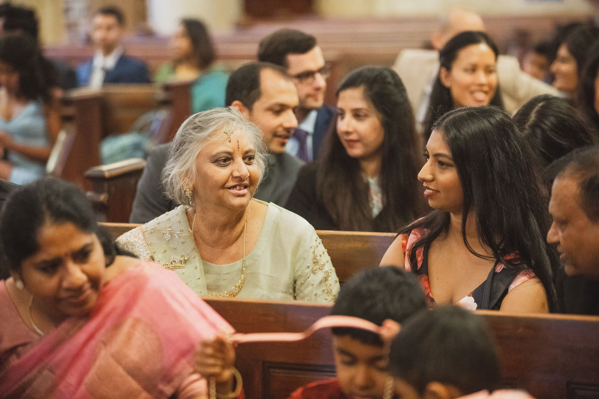 wedding guests looking around