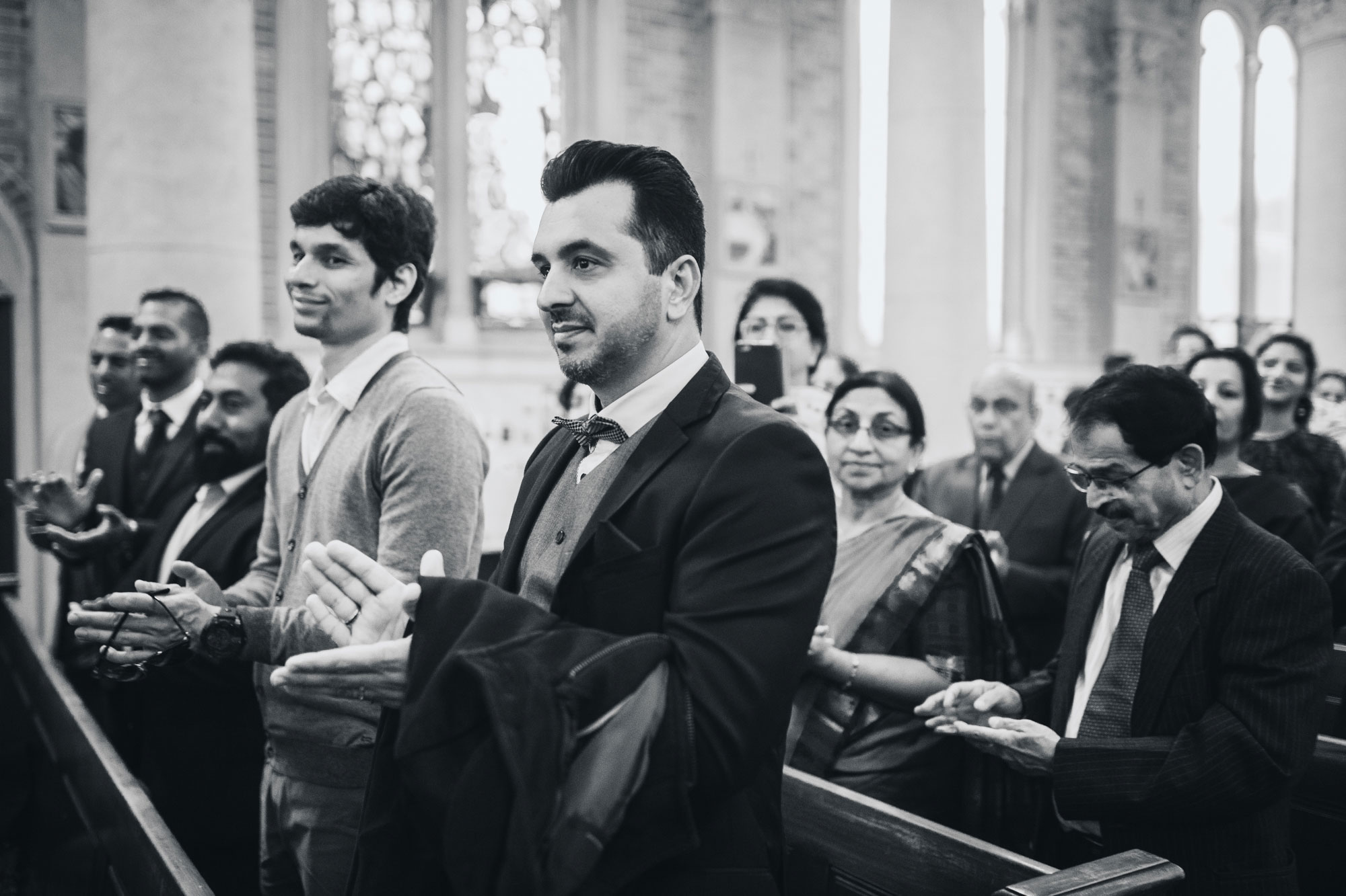 wedding guests cheering