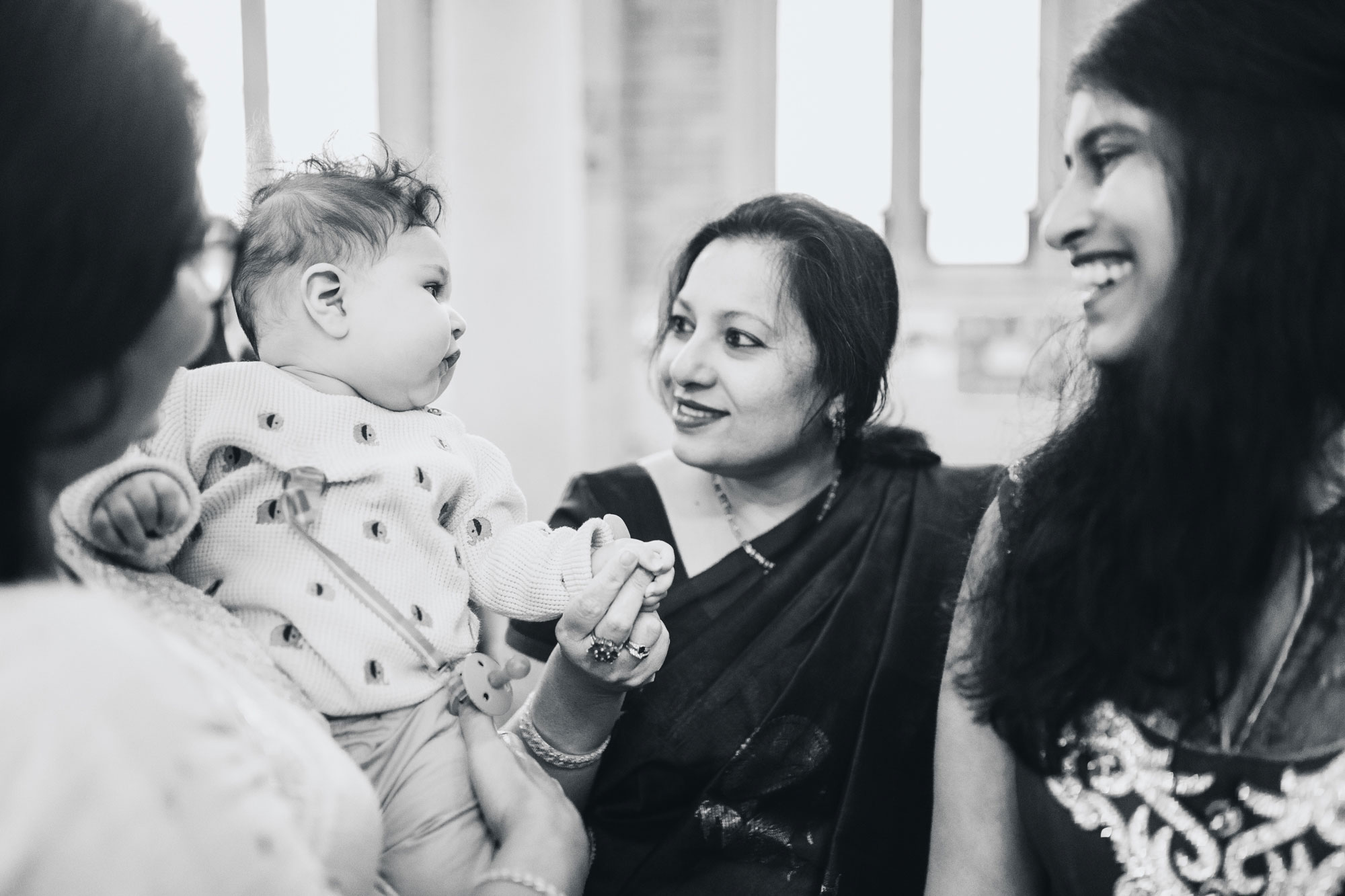 wedding guests and their child