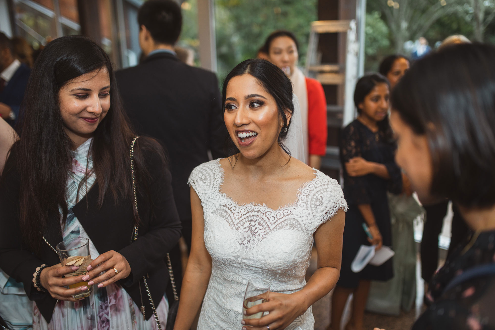 bride mingling with guests at markovina