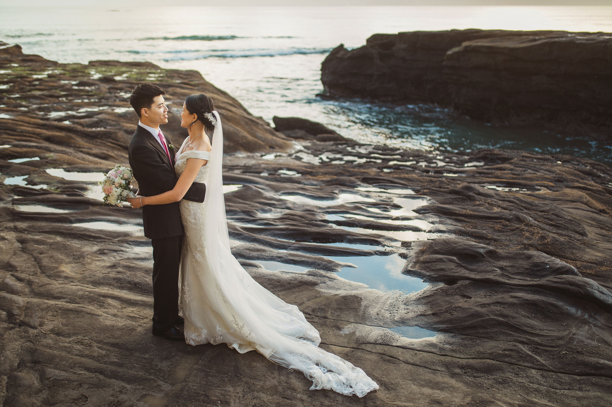 bride and groom share a moment