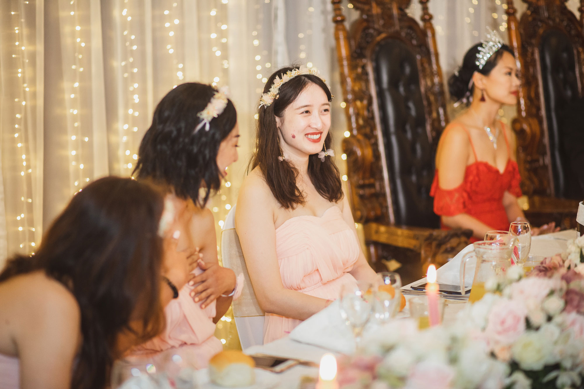 bridesmaids at the head table