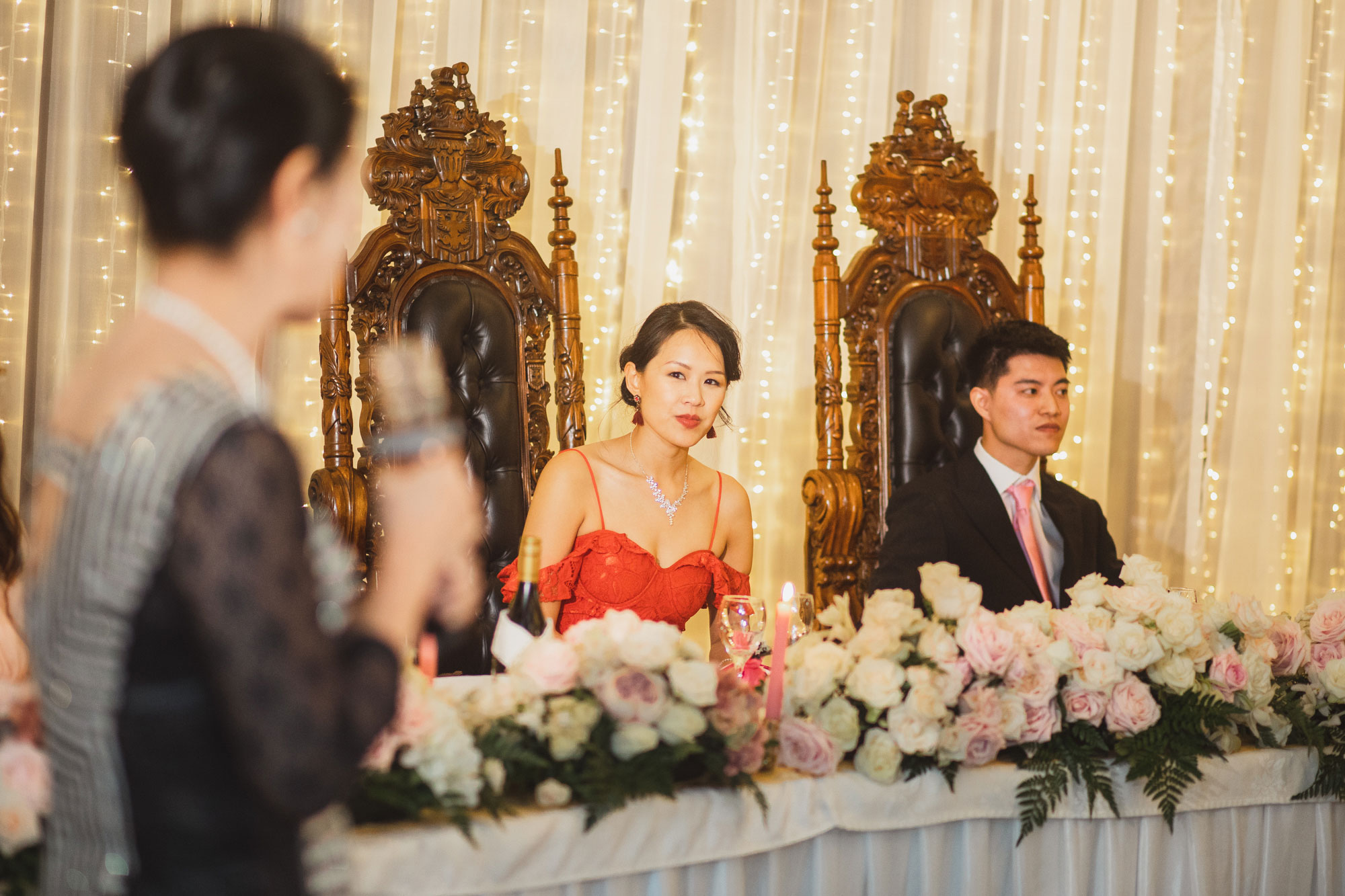 bride listening to mothers speech