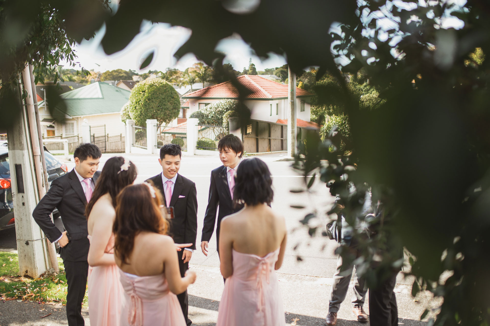 wedding party talking