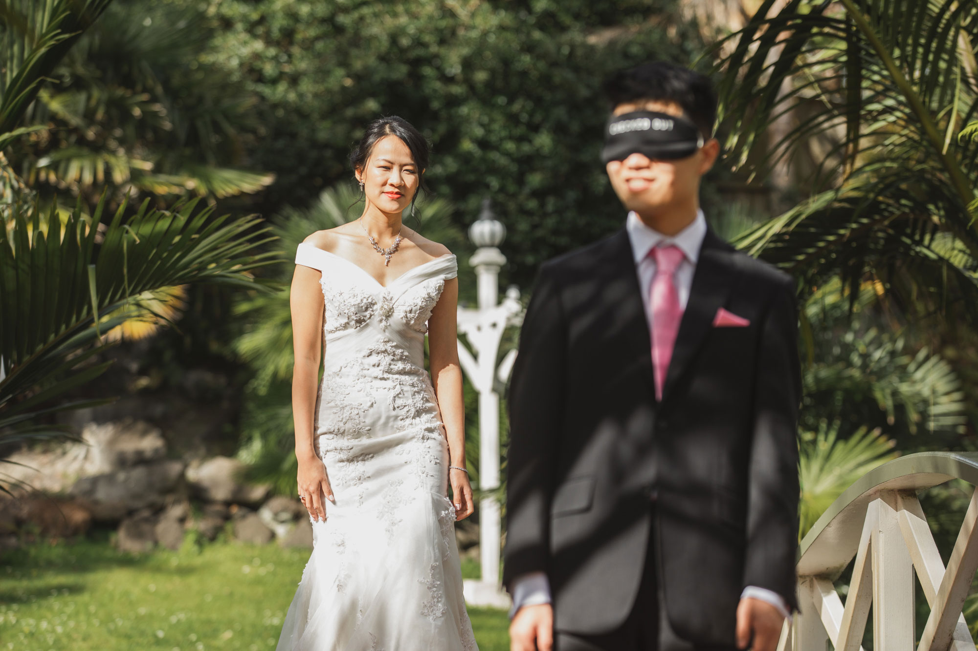 bride and groom first reveal