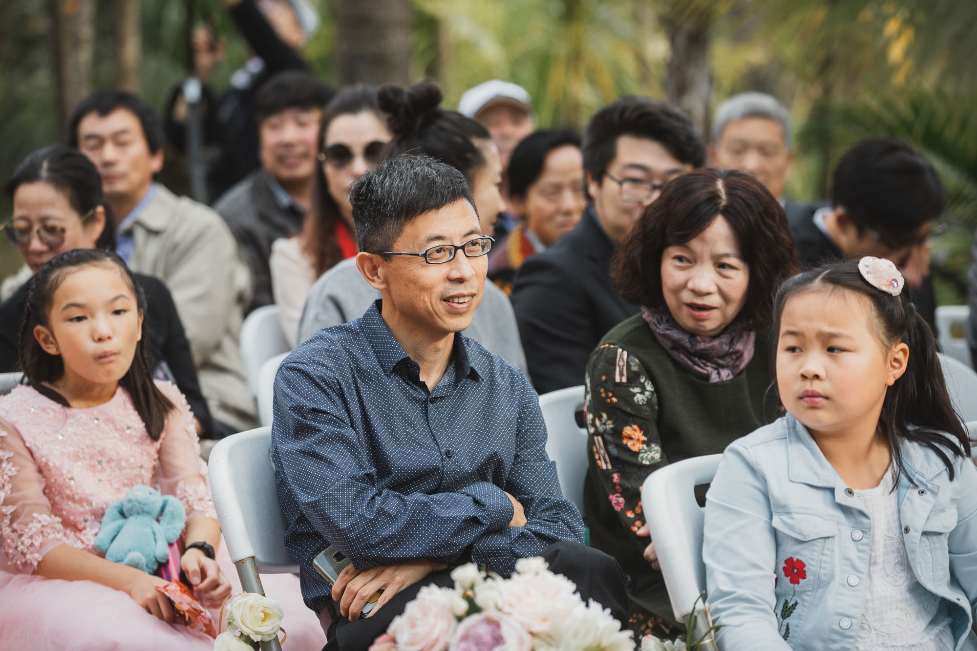 wedding guests seated