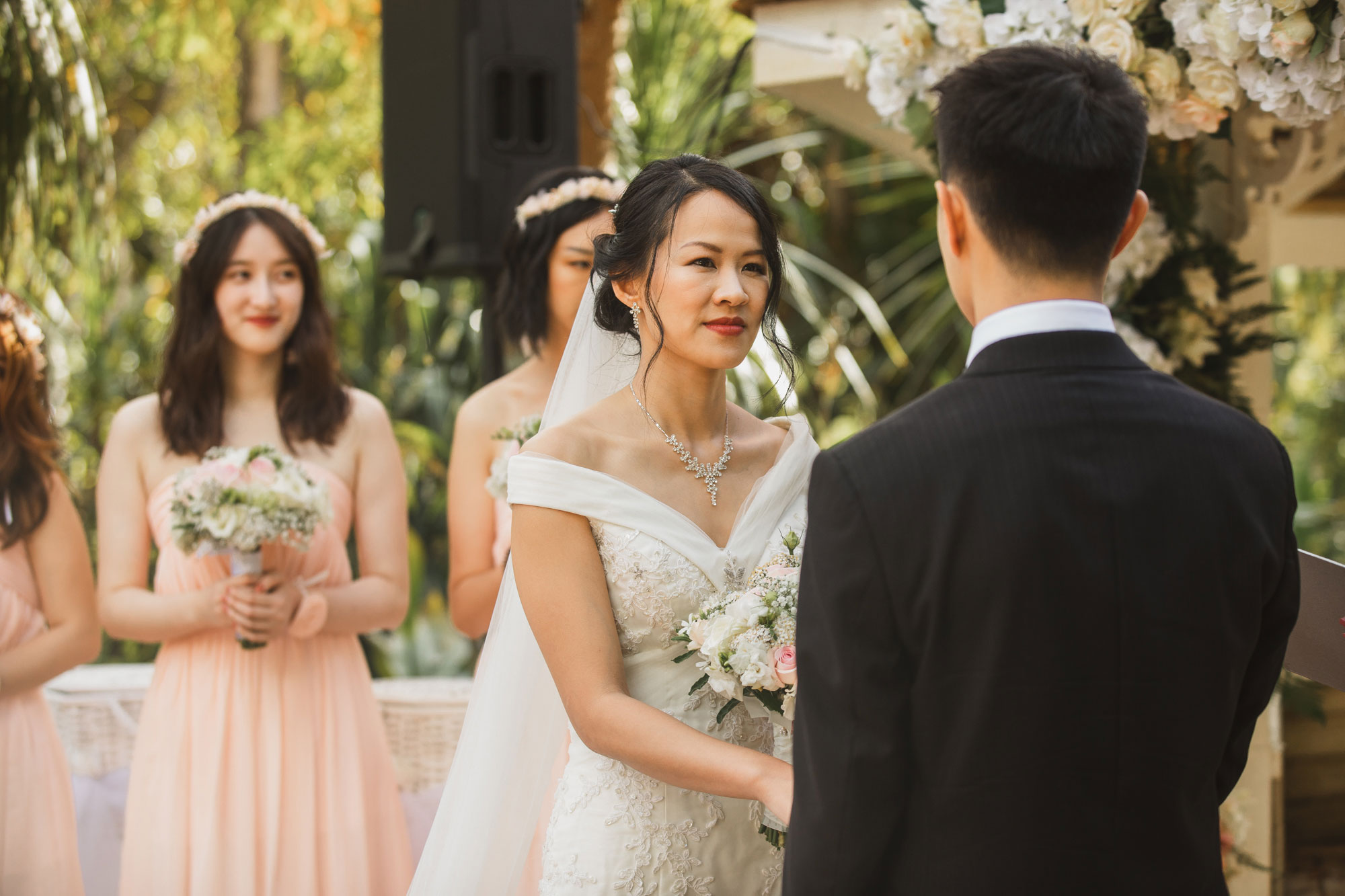 bride looking at the groom