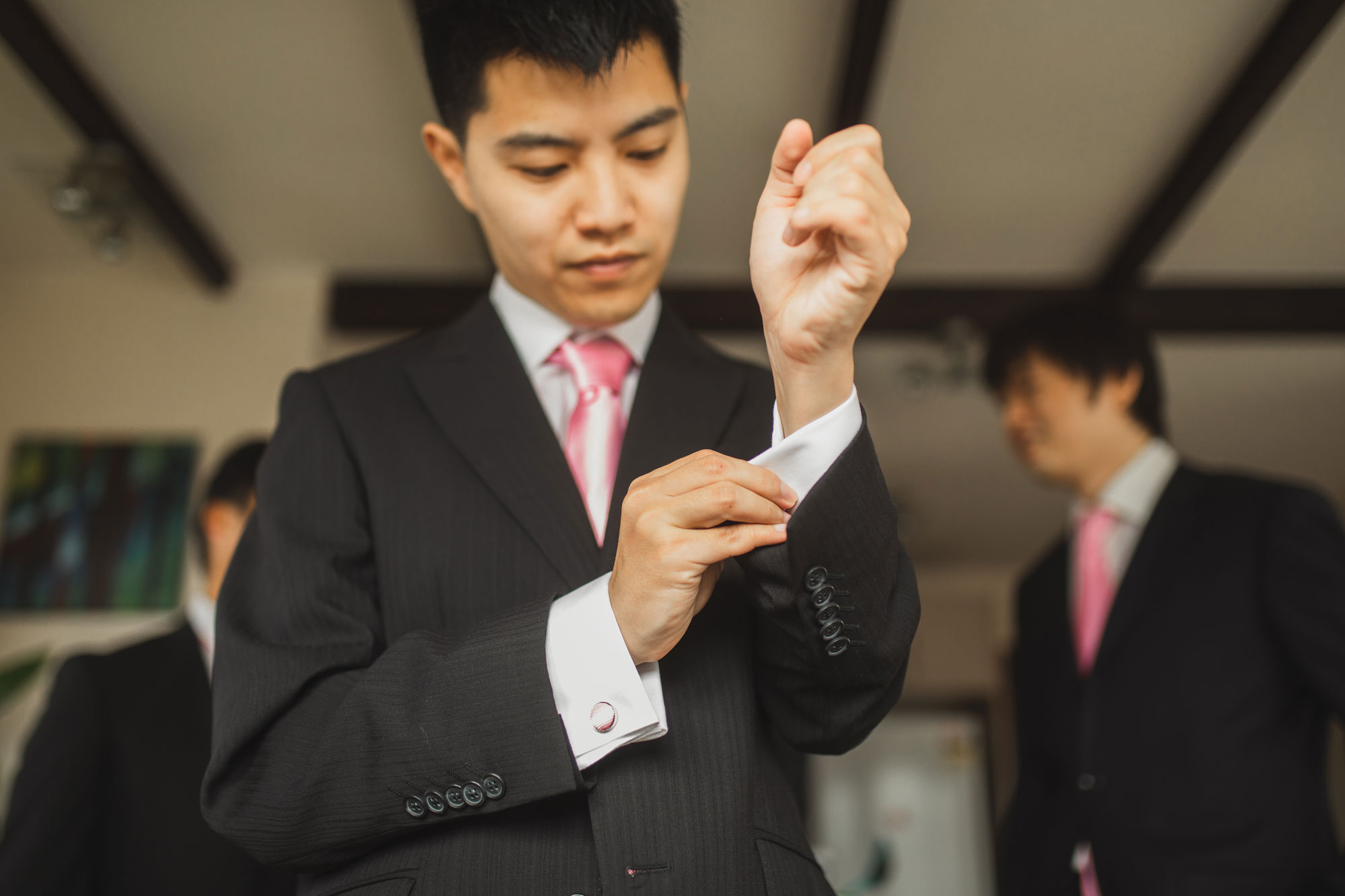 groom solo getting ready