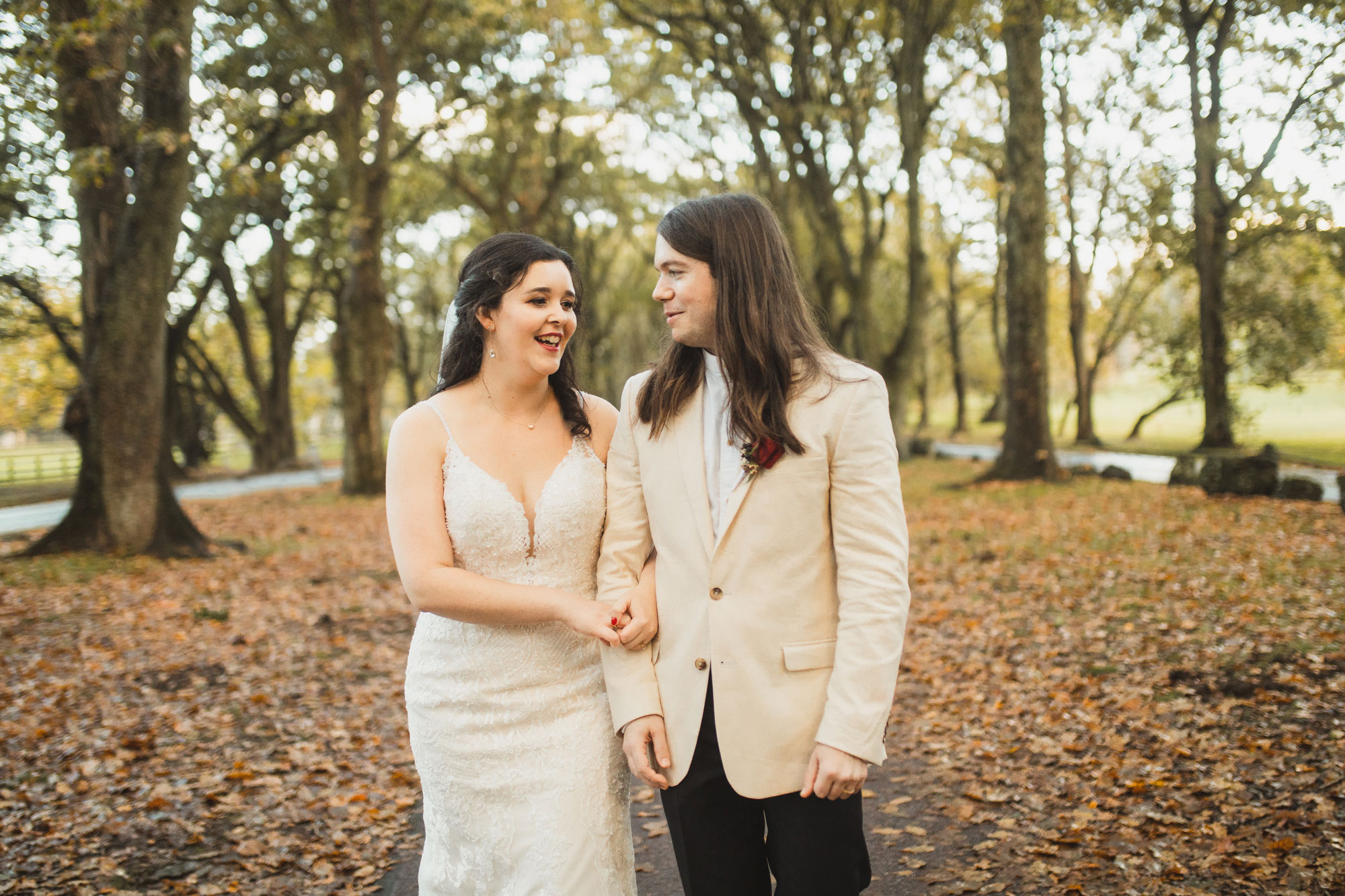 bride and groom candid