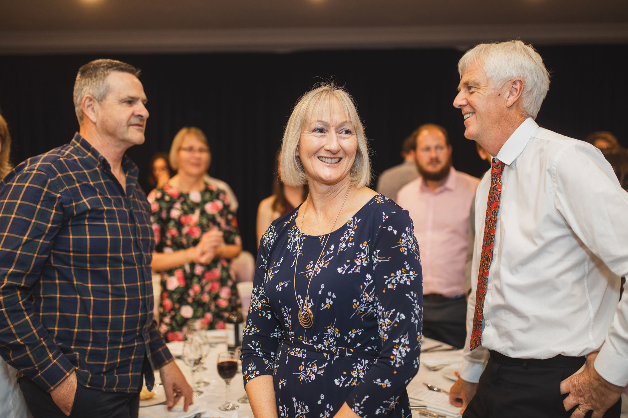 wedding guests smiling