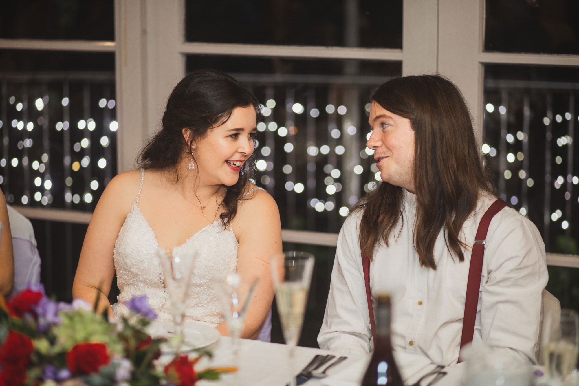 bride and groom together at the reception