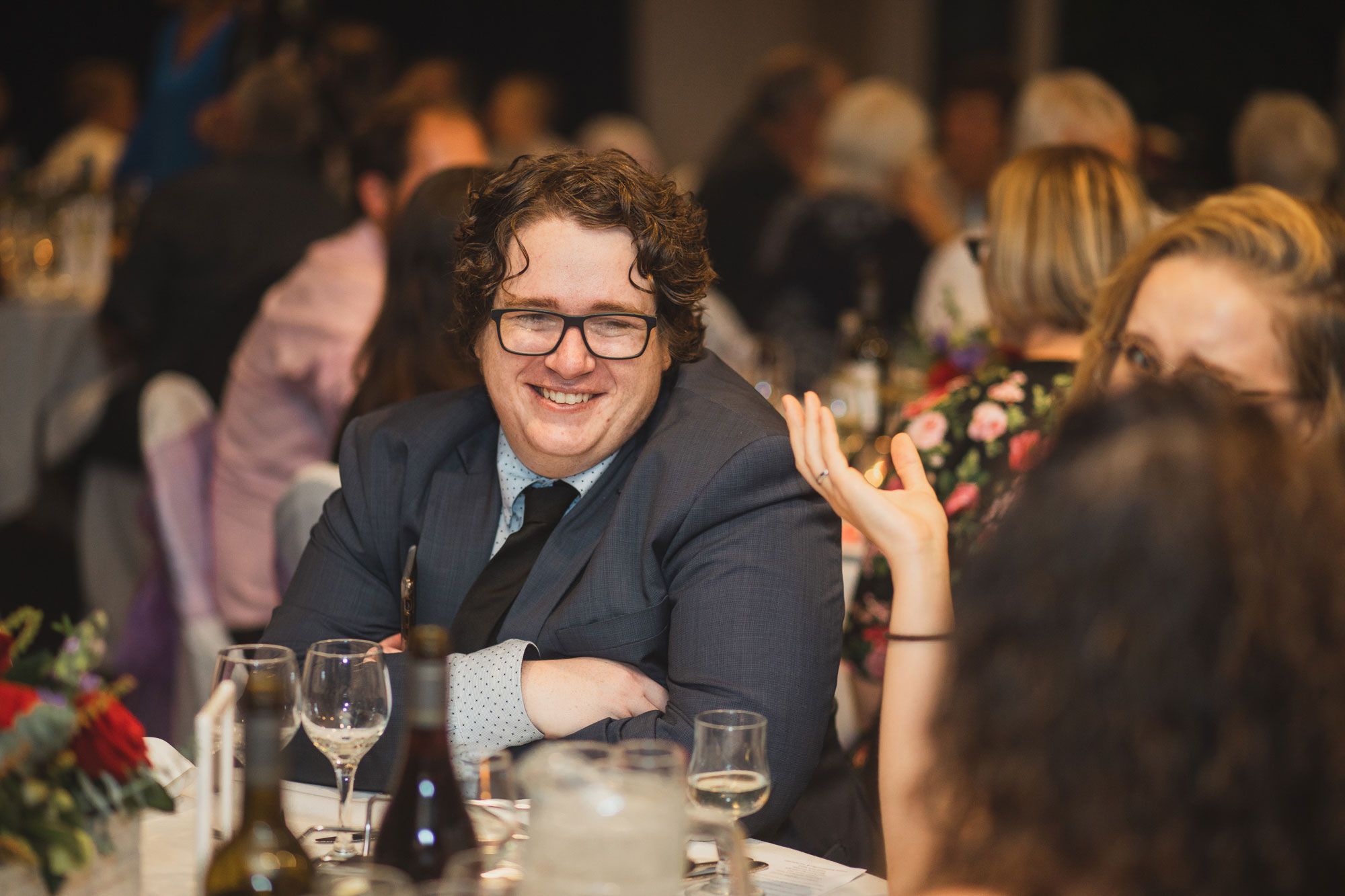 wedding guests smiling