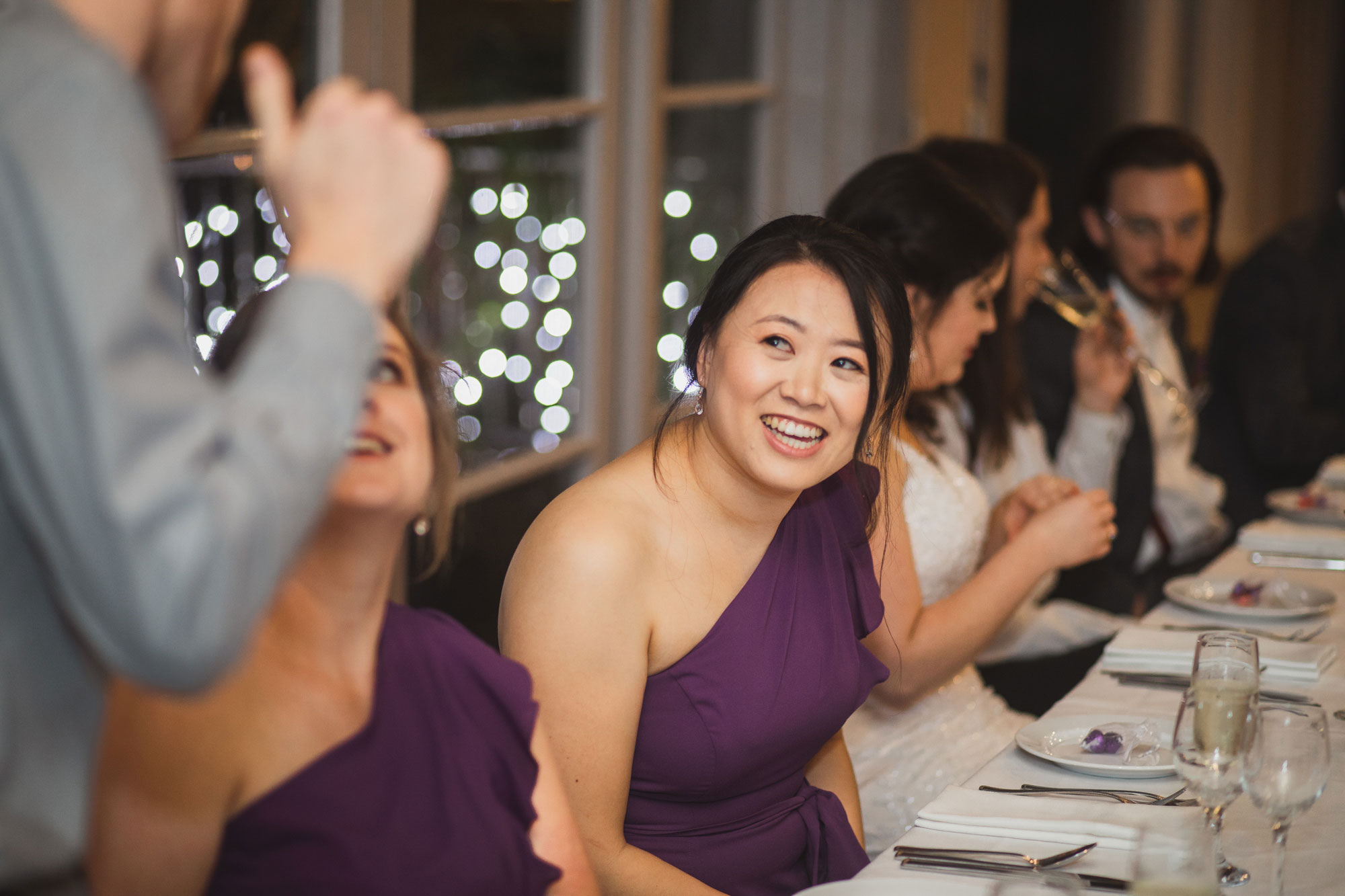 bridesmaid talking to someone