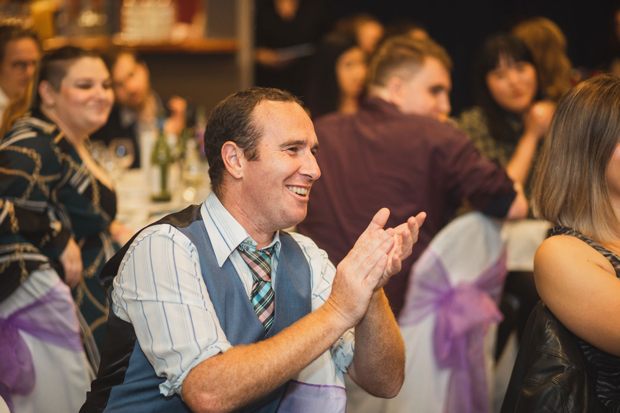 guest cheering at the wedding