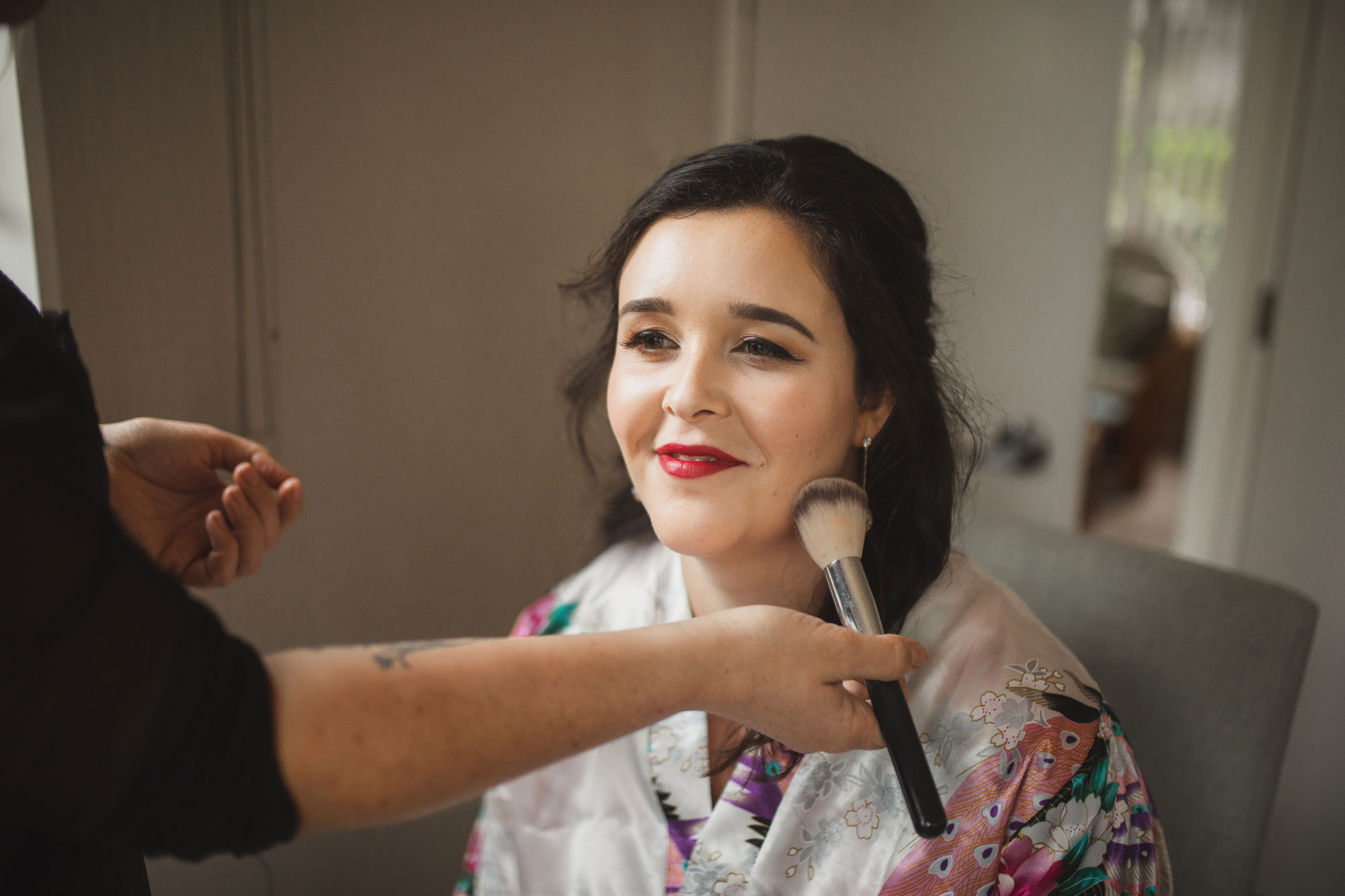 bride getting ready in the morning