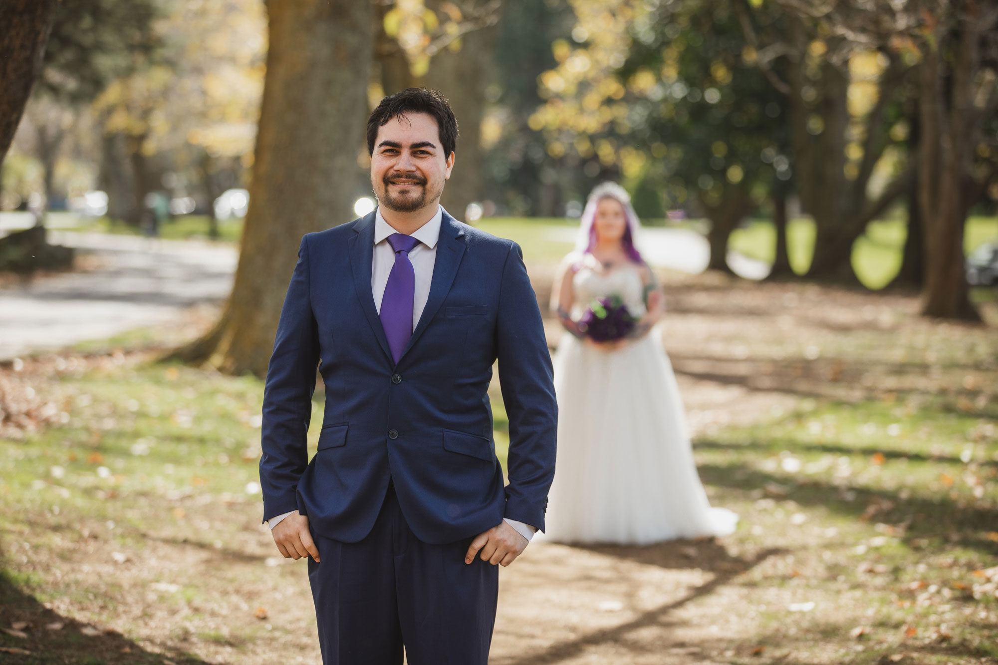 wedding first look cornwall park