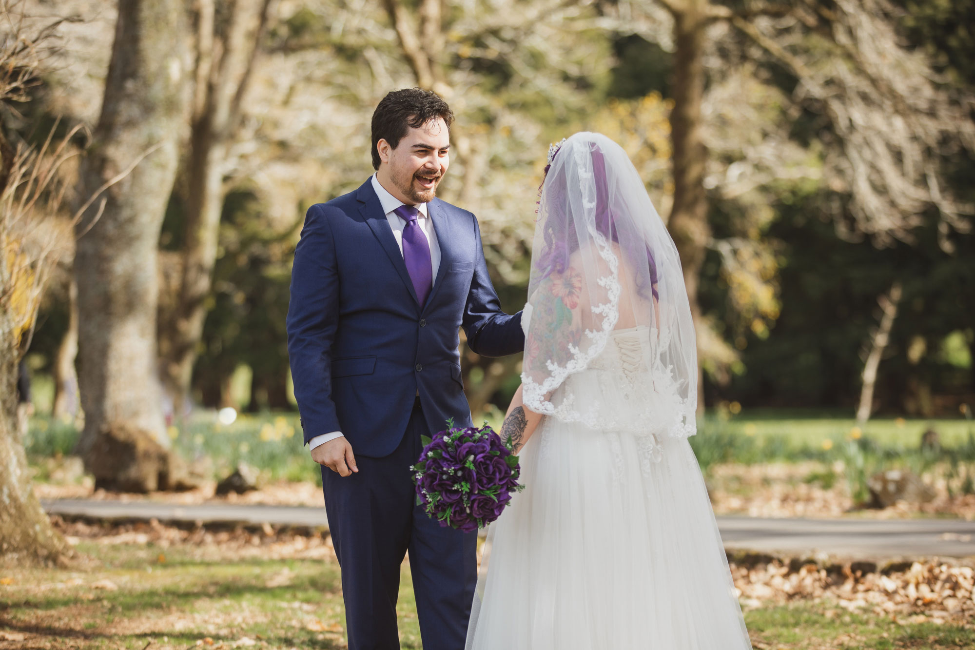 groom seeing bride for the first time