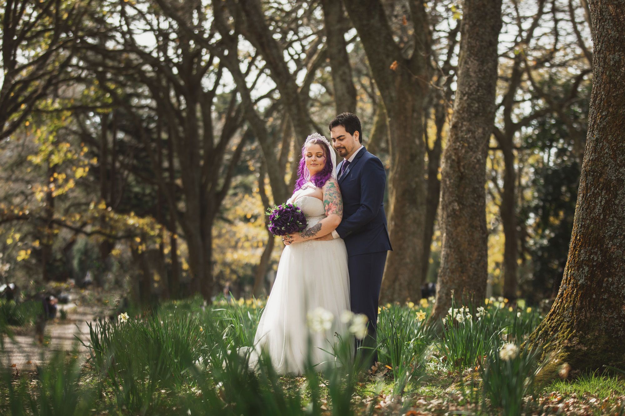 bride and groom cornwall park