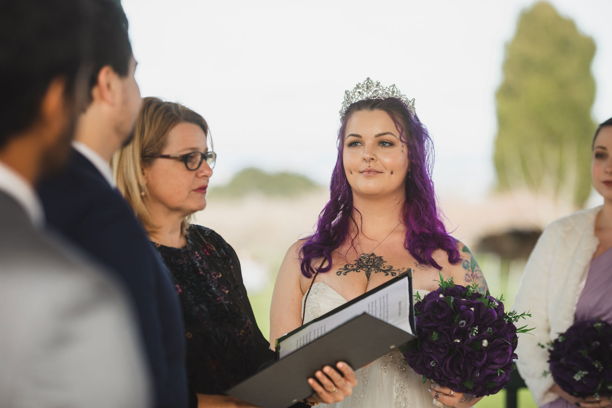 bride looking at the groom