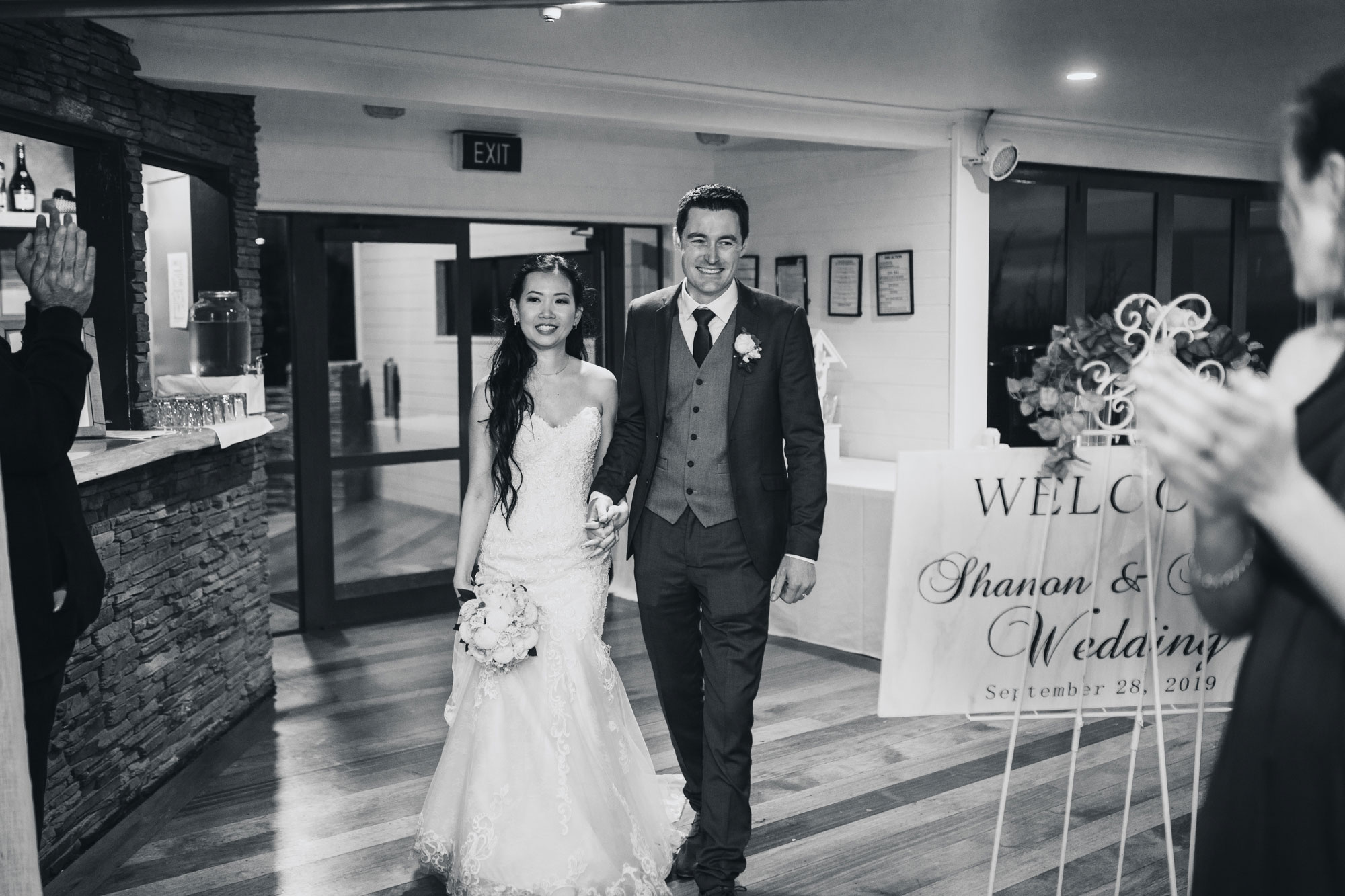 bride and groom announced into reception
