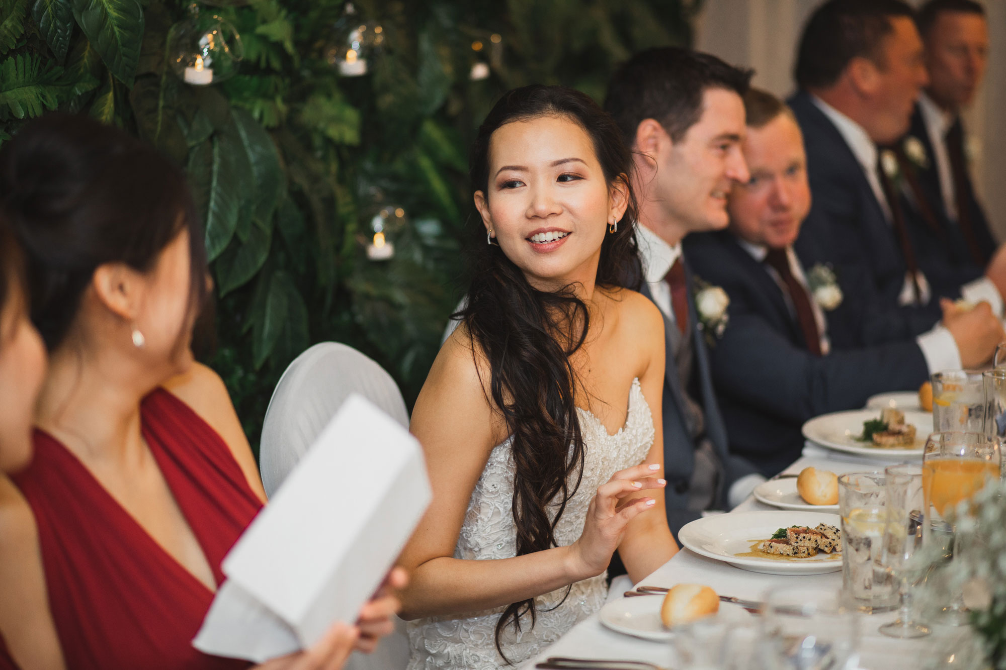 bride chatting with the girls