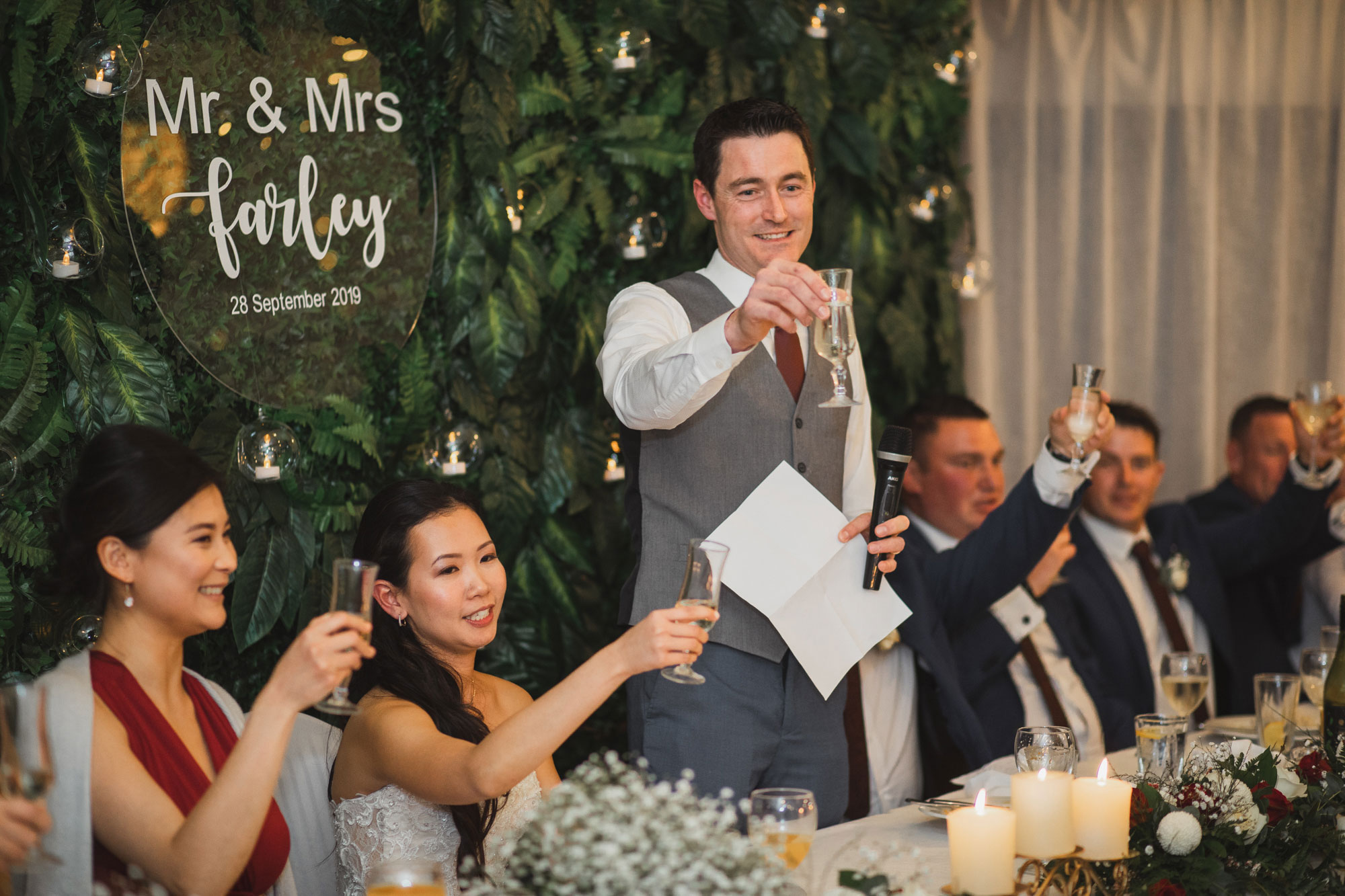groom giving a toast