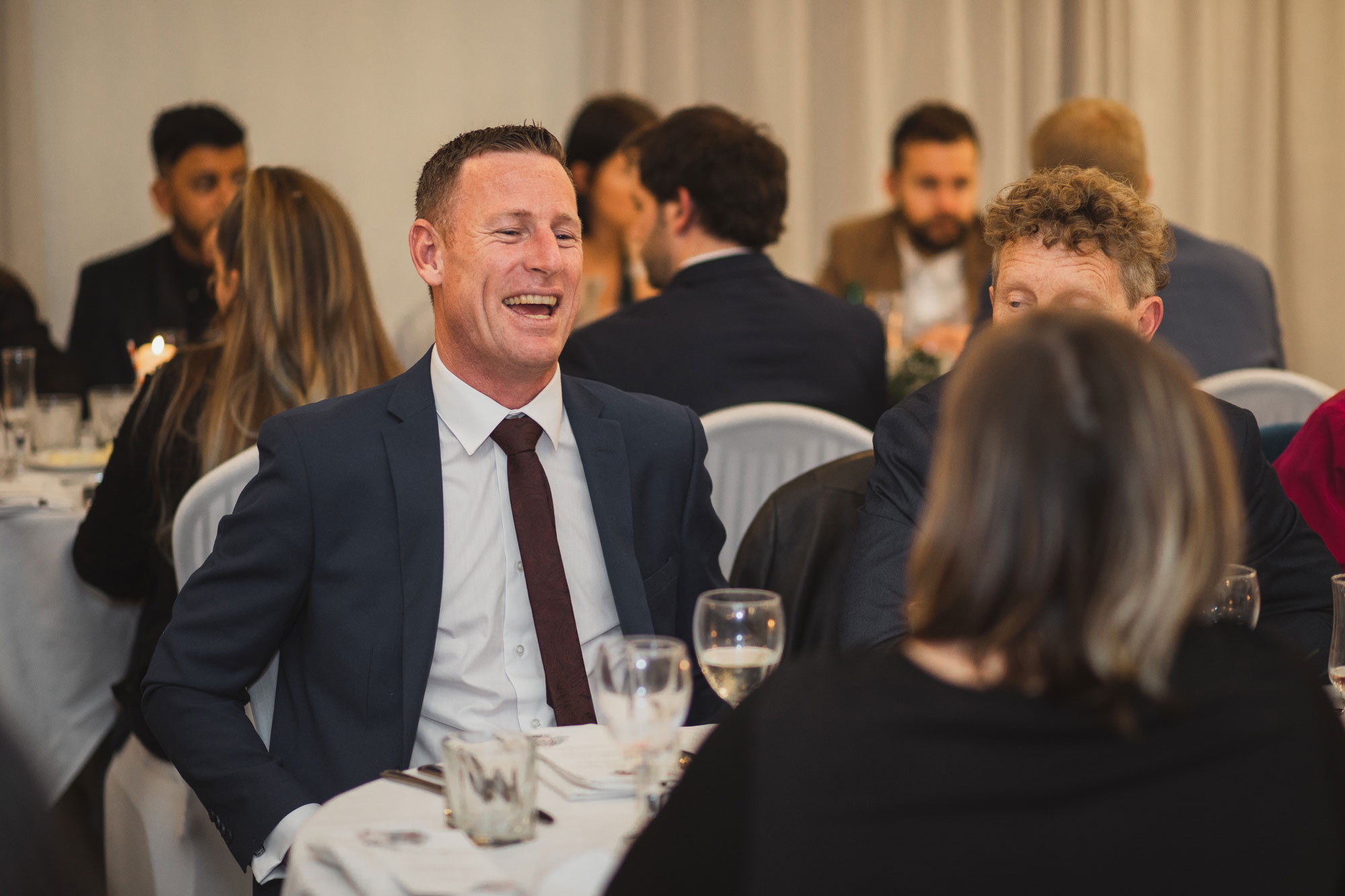 wedding guests mingling