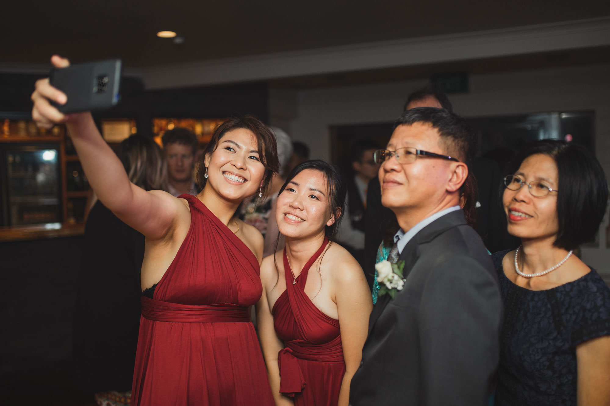 family selfie at the wedding