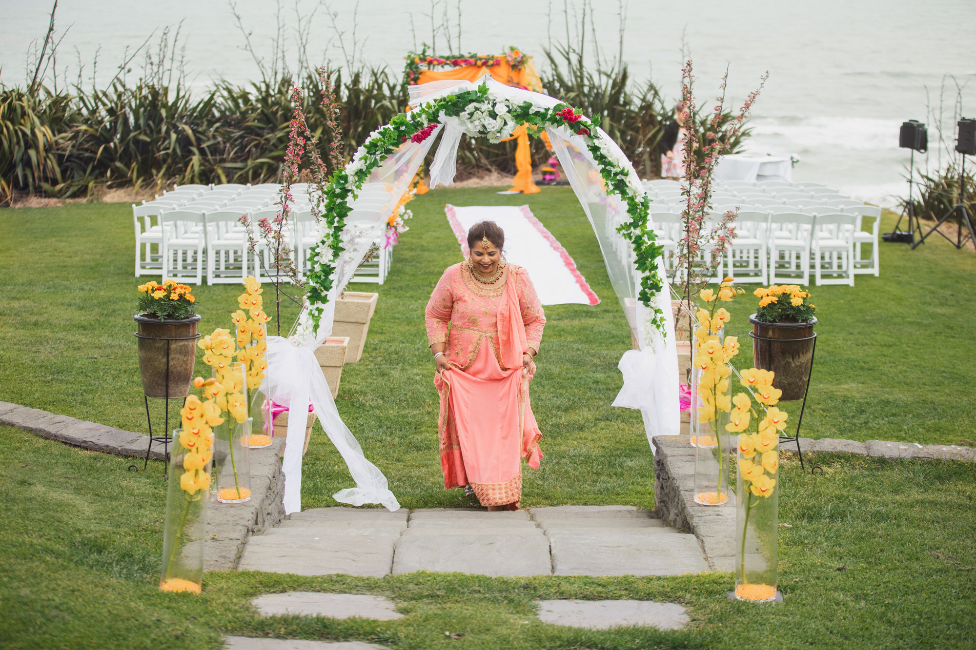 mother of the groom walking