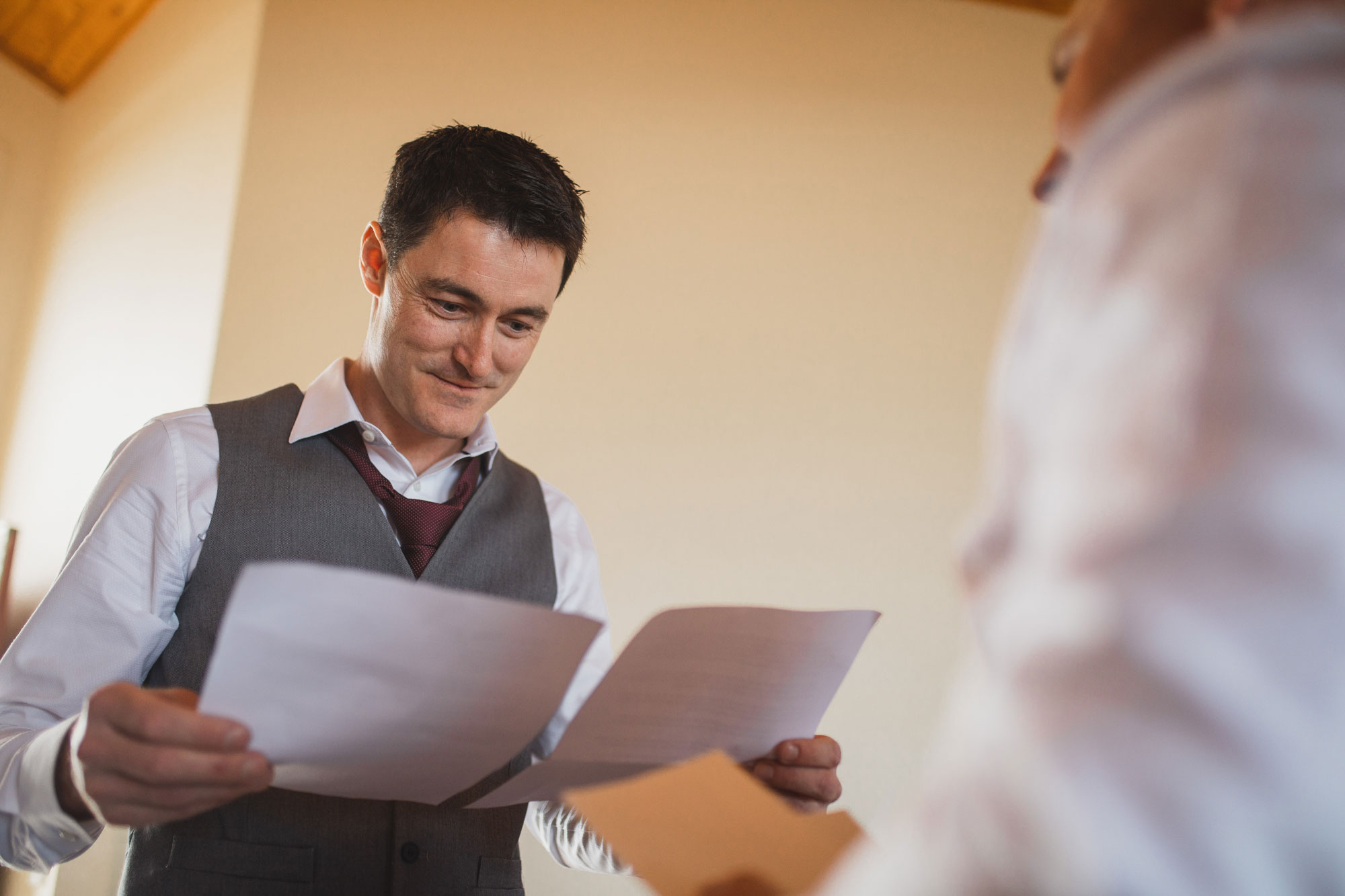 groom preparing speech