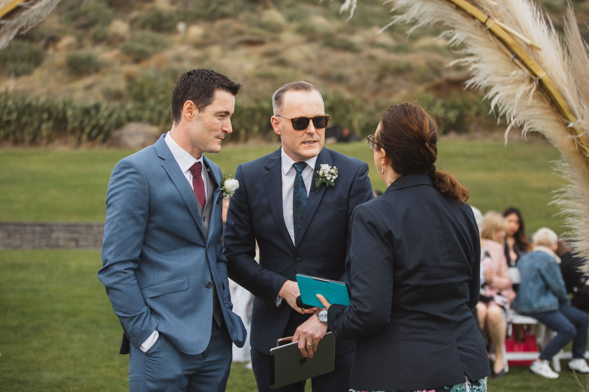 emcee talking to the wedding celebrant