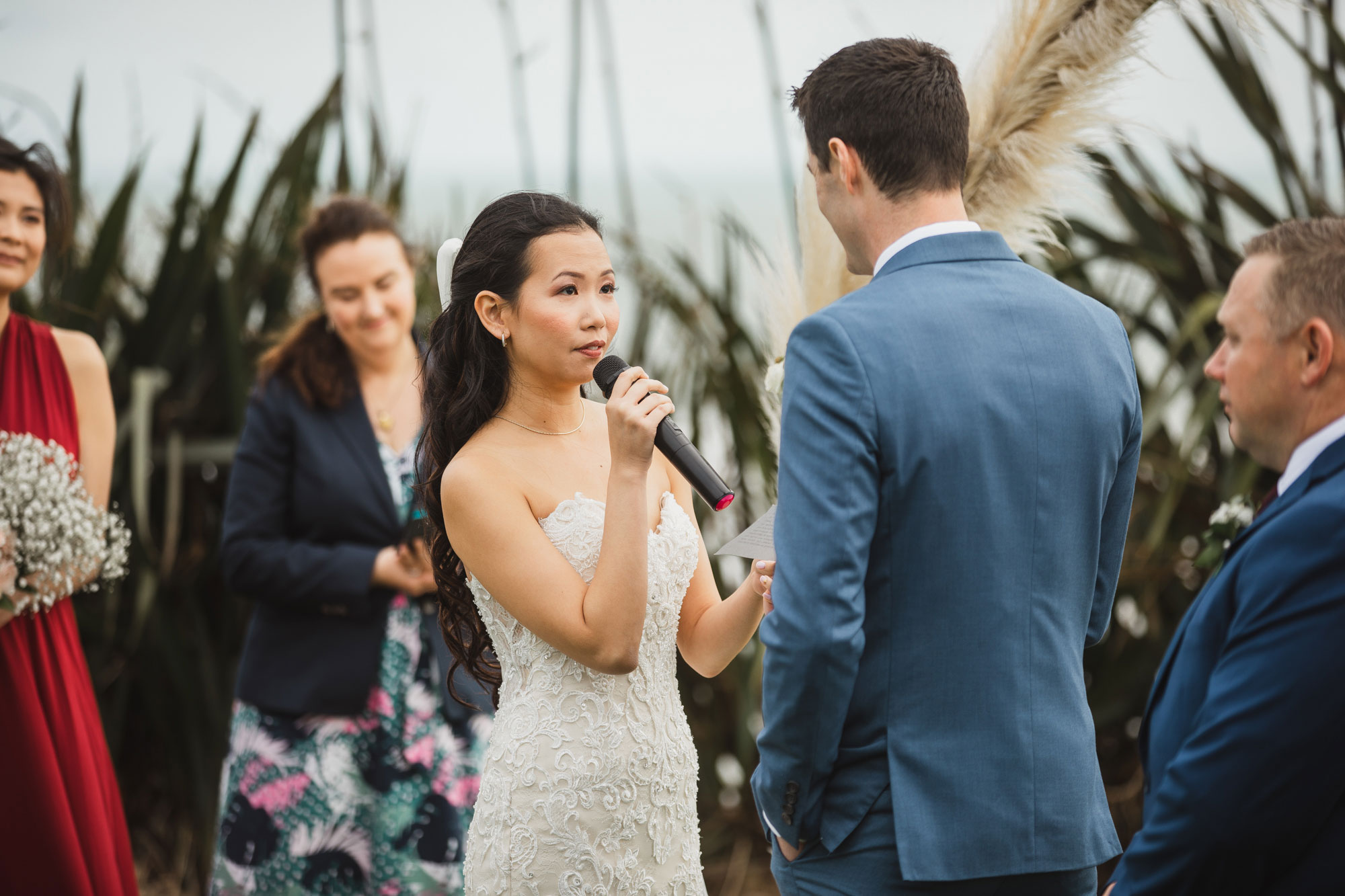 bride giving her vows at the ceremony