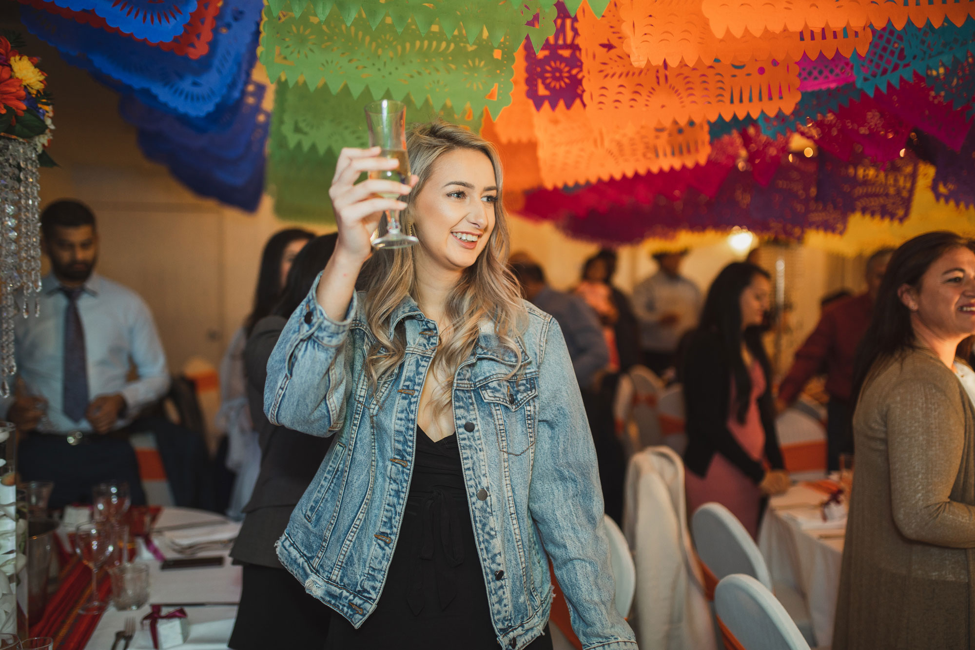 wedding guests cheering