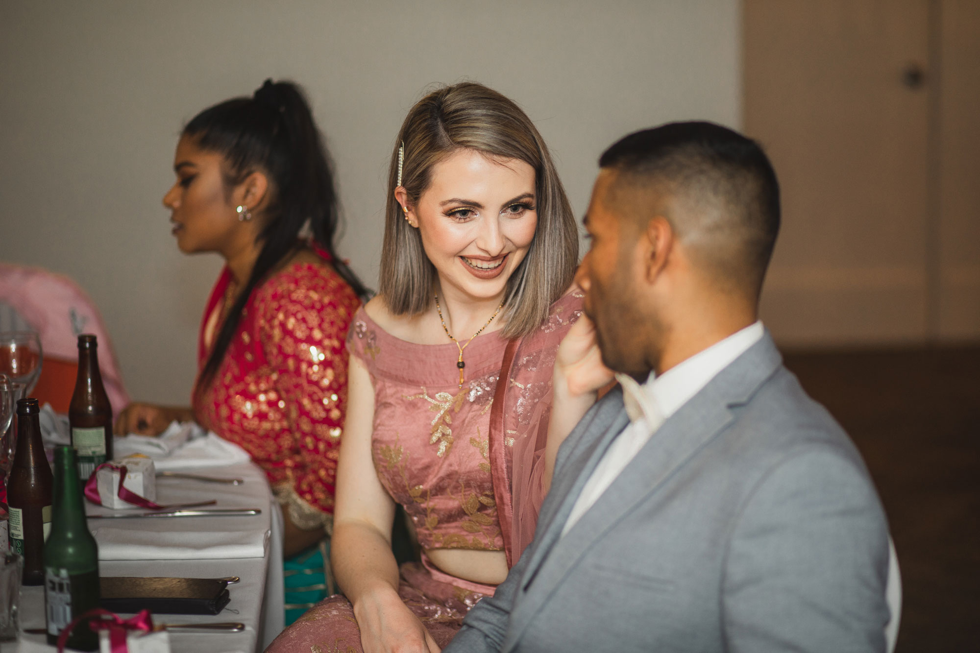 wedding guests chatting