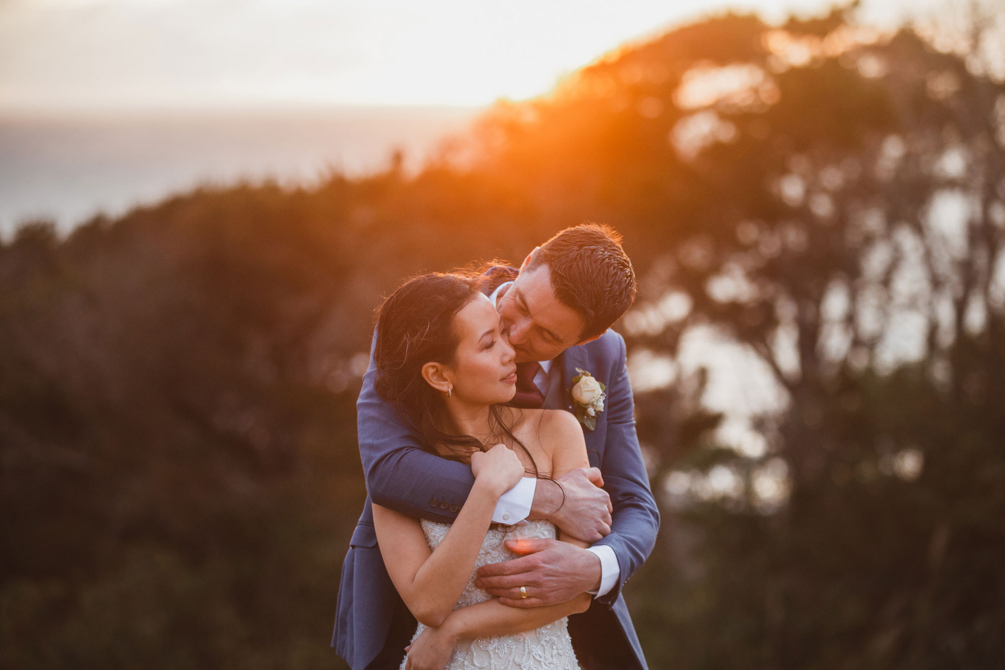 golden hour wedding photo