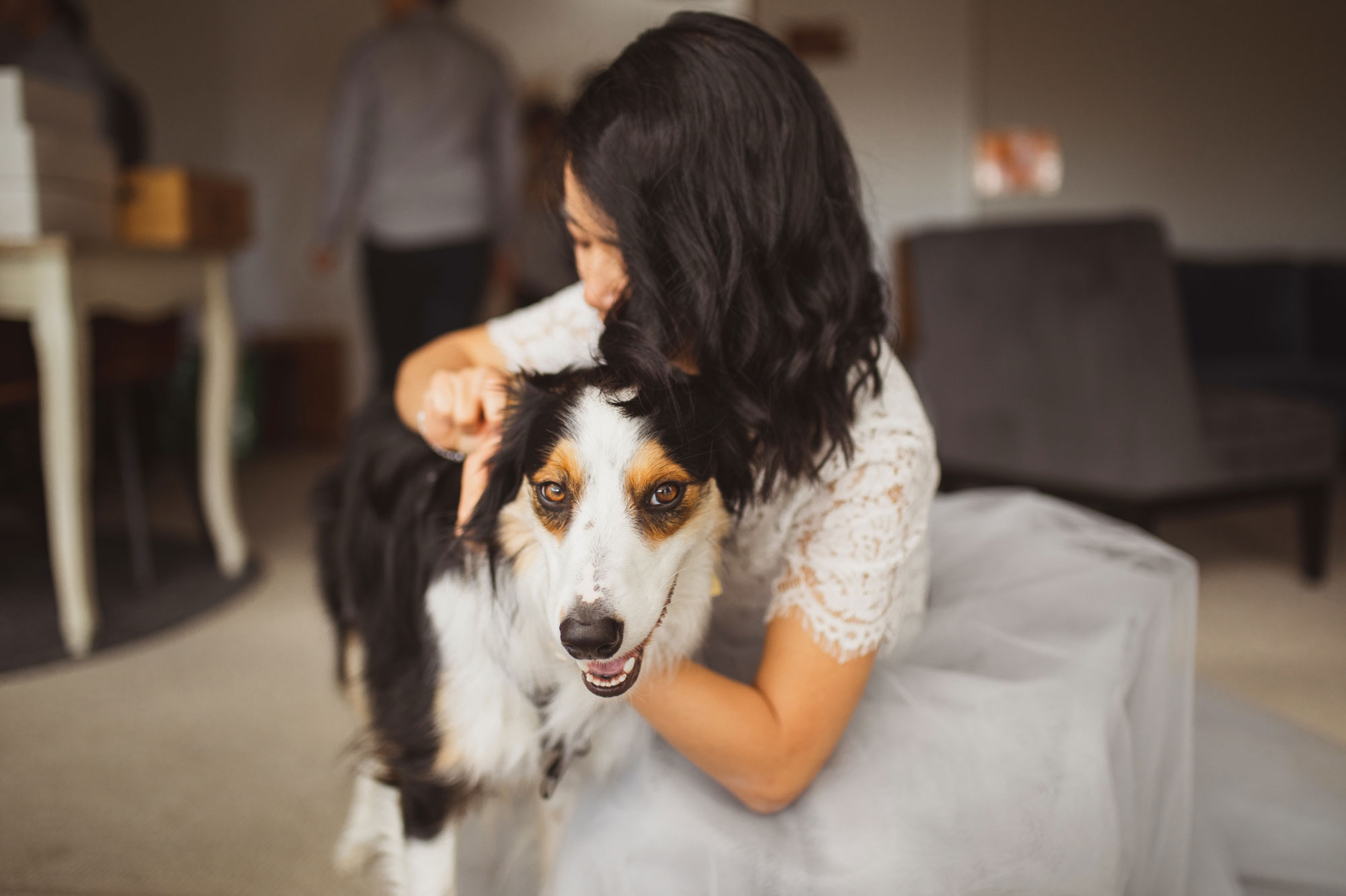 bride and her dog