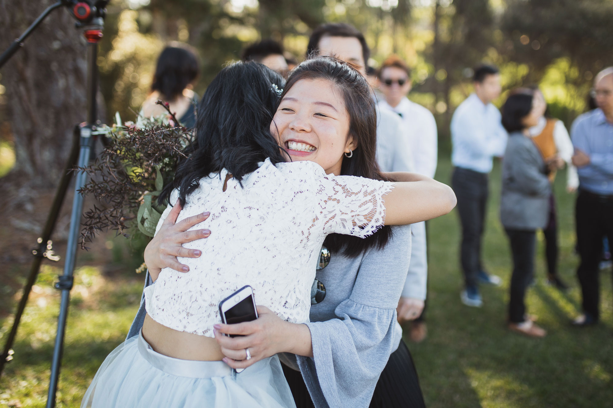 wedding guests having a good time