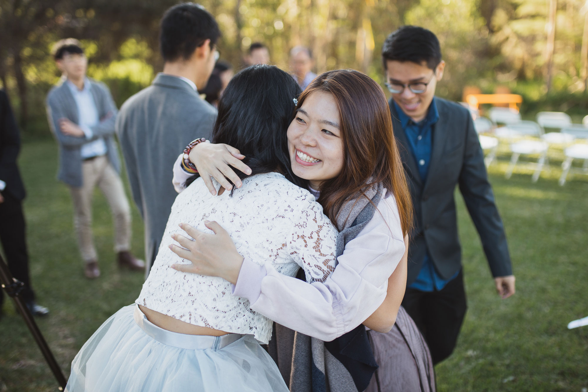 hugging from guests